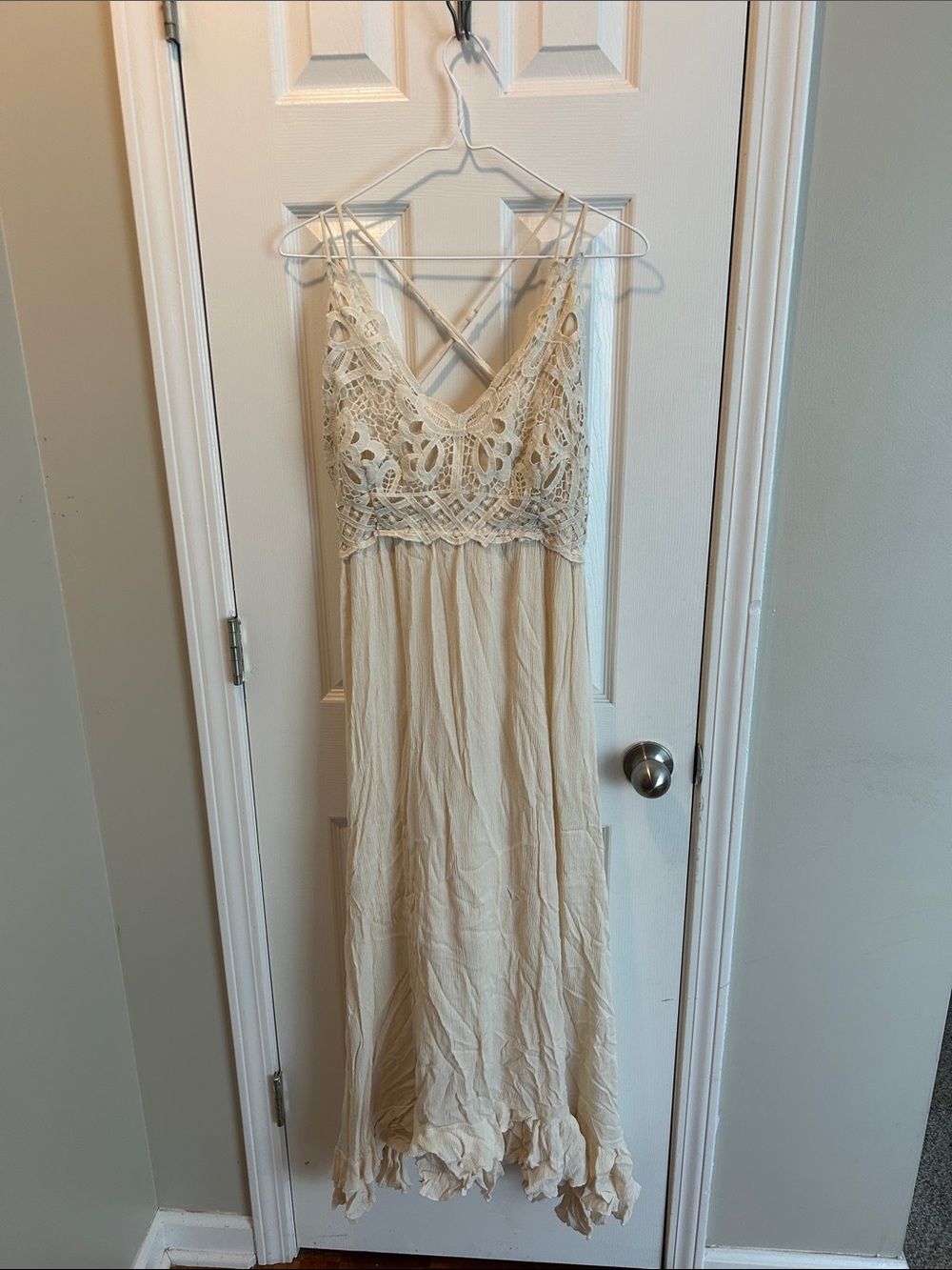 Chelsea & Violet Cream Lace Maxi Dress